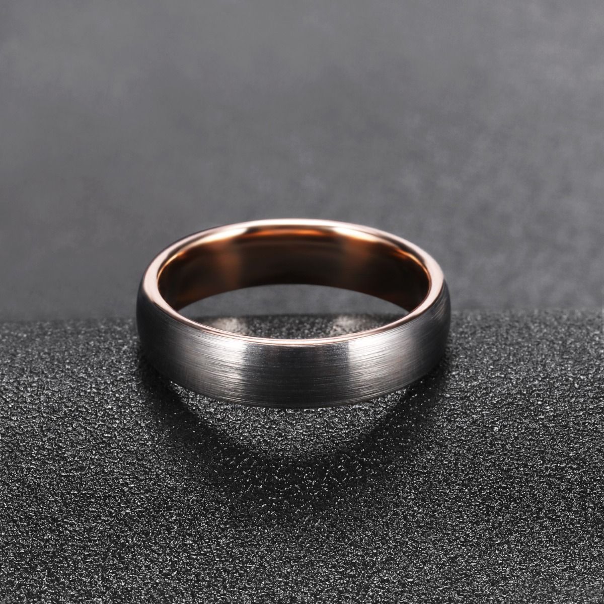 6mm Rose Gold Brushed Women Tungsten Carbide Ring Engagement Wedding Bands