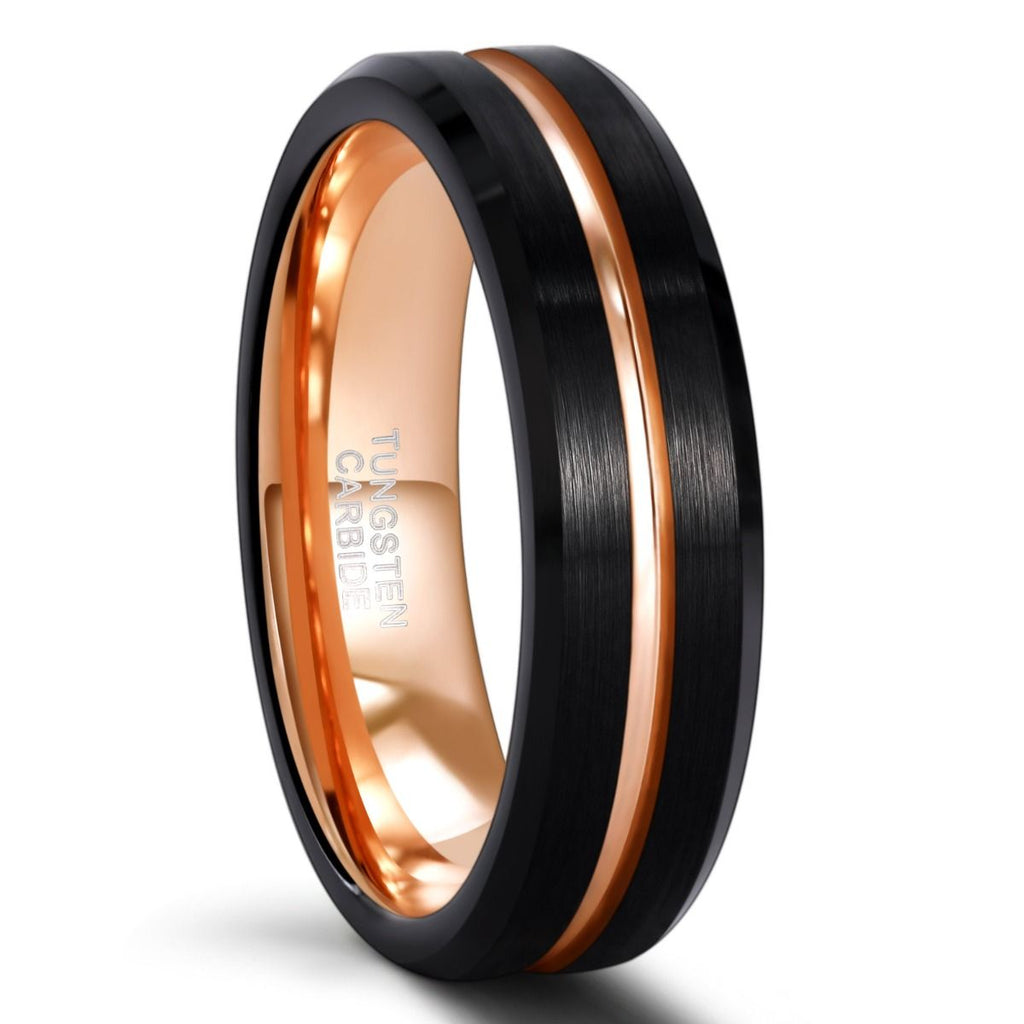 6mm Rose Gold Tungsten Carbide Rings Women Brushed Wedding Bands