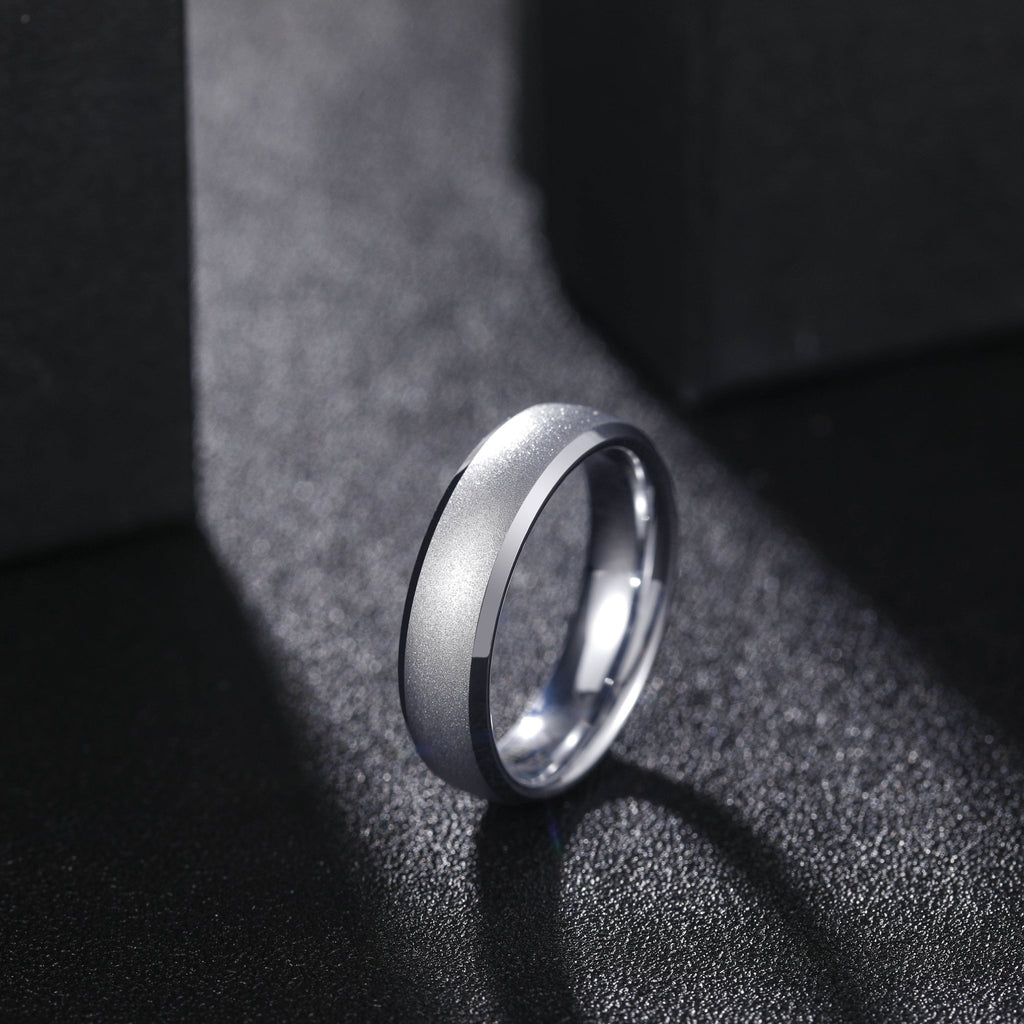 6MM Sandblasted Beveled Polished Edge 24K Gold Plated Tungsten Carbide Rings