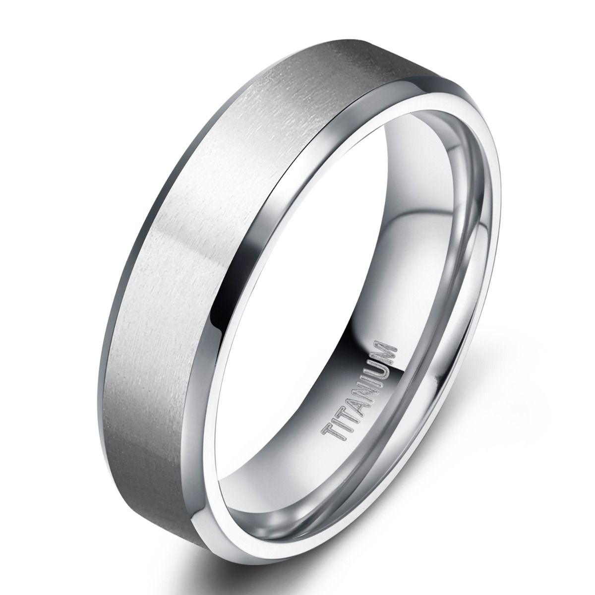 6mm Silver Color Men's Titanium Ring Brushed Women Wedding Band Engagement Rings