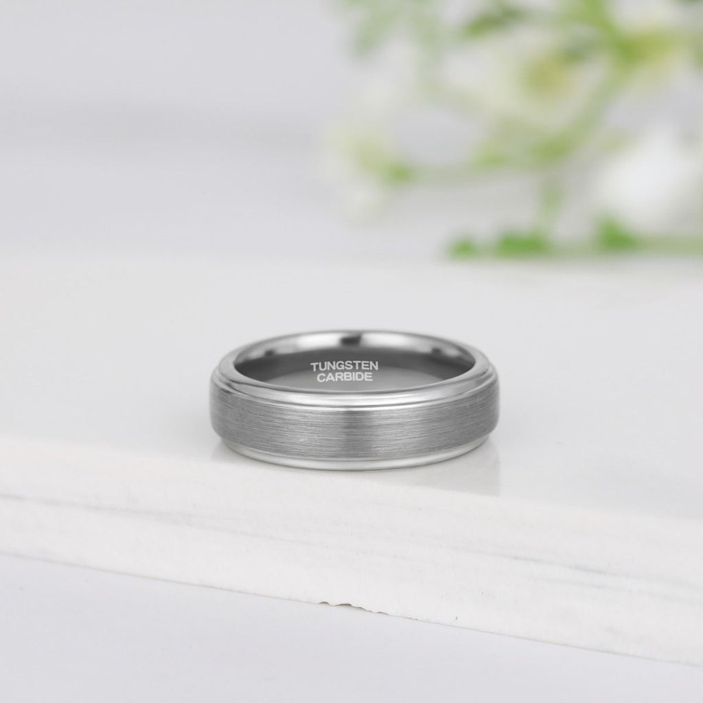 6mm Silver Color Tungsten Carbide Ring Brushed Ring Man Women Engagement Wedding Bands