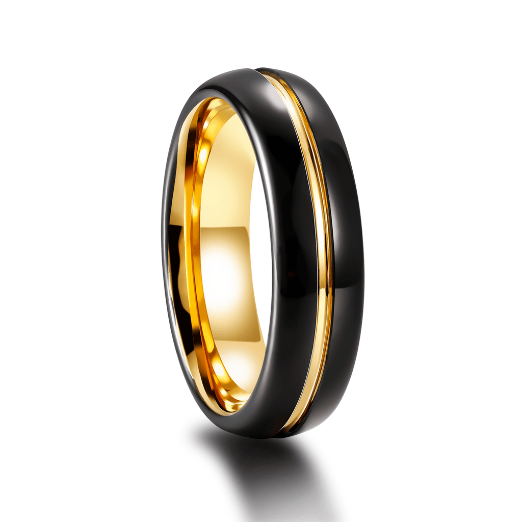 6mm Tungsten Carbide Ring Black Gold Men Women Wedding Band Wholesale