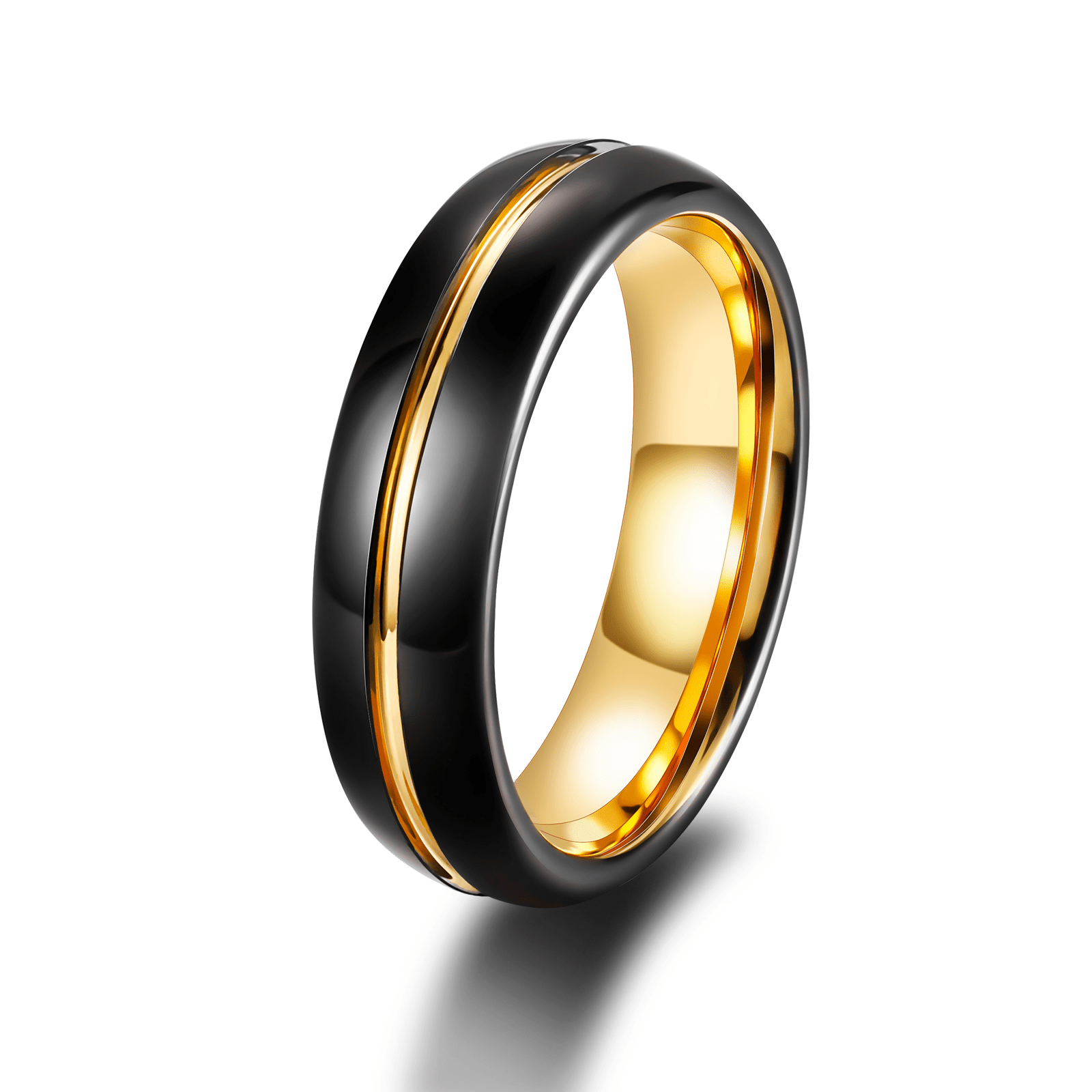 6mm Tungsten Carbide Ring Black Gold Men Women Wedding Band Wholesale