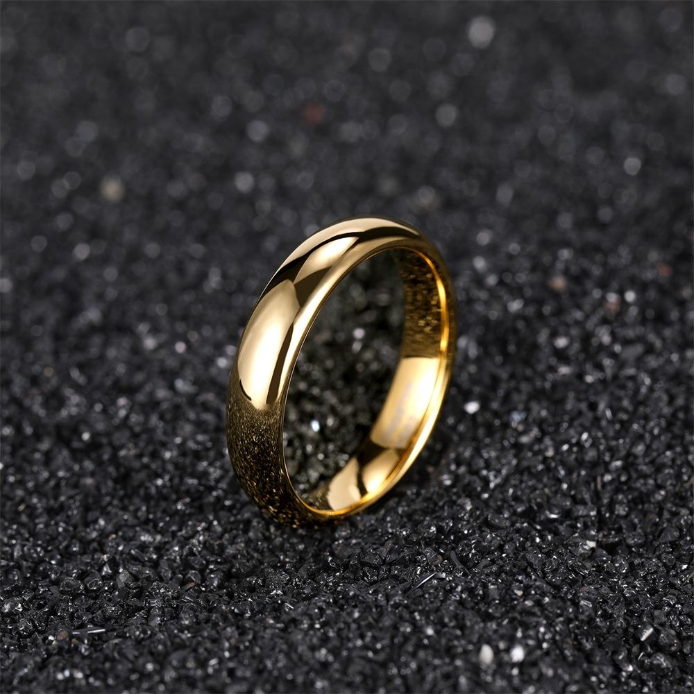6mm Tungsten Carbide Rings Men Women 24K Gold Plated Wedding Bands