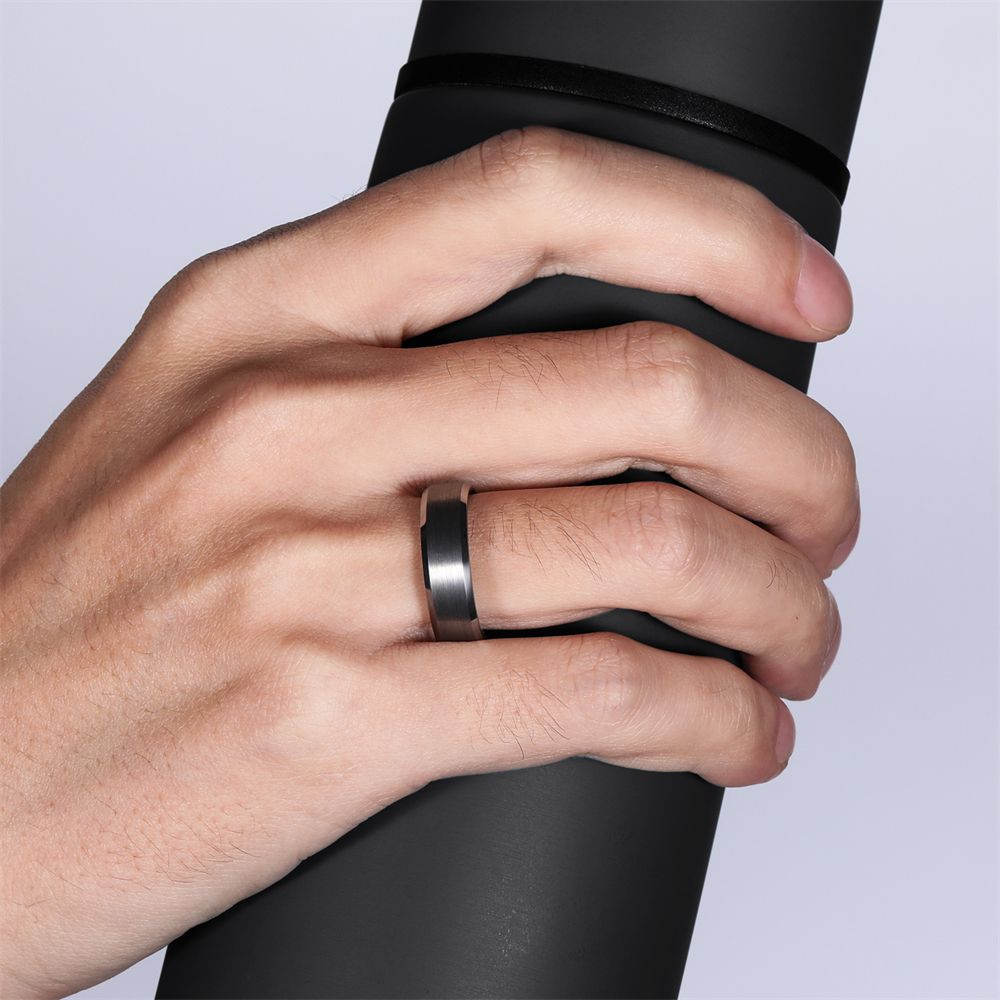 6mm Women Mens Brushed Tungsten Rings Blue Inner Ring Wedding Bands