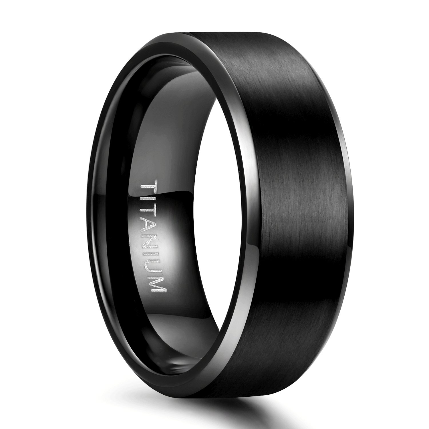 Classic 8mm Titanium Ring Men Women Black Matte Wedding Engagement Band Brushed Unisex Couple Rings