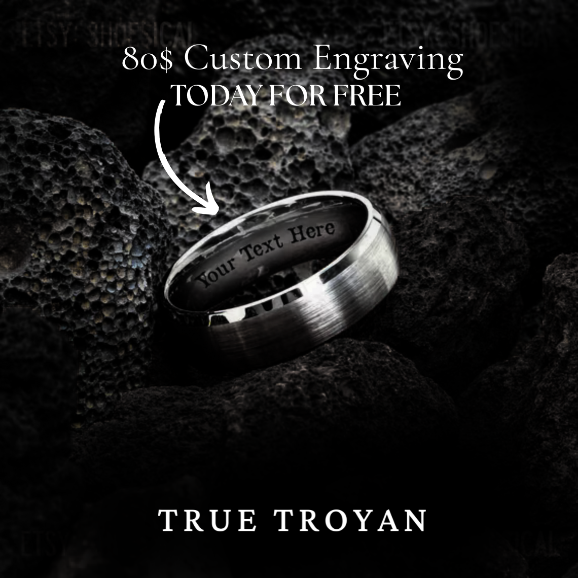 8mm Blue Opal Inlaid Hammered Pattern Tungsten Carbide Ring for Men