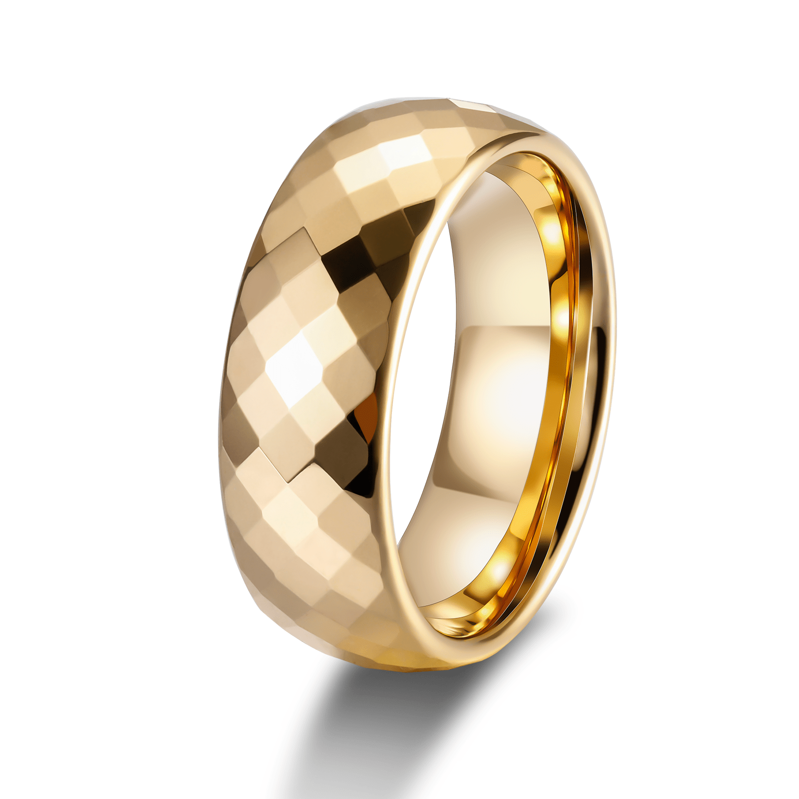 8mm 24K Gold Plated Engraving Hammered Tungsten Ring