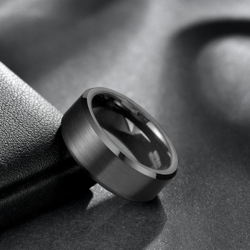 8mm Black Gun Plated Tungsten Carbide Rings Men Women Brushed Engagement Bands