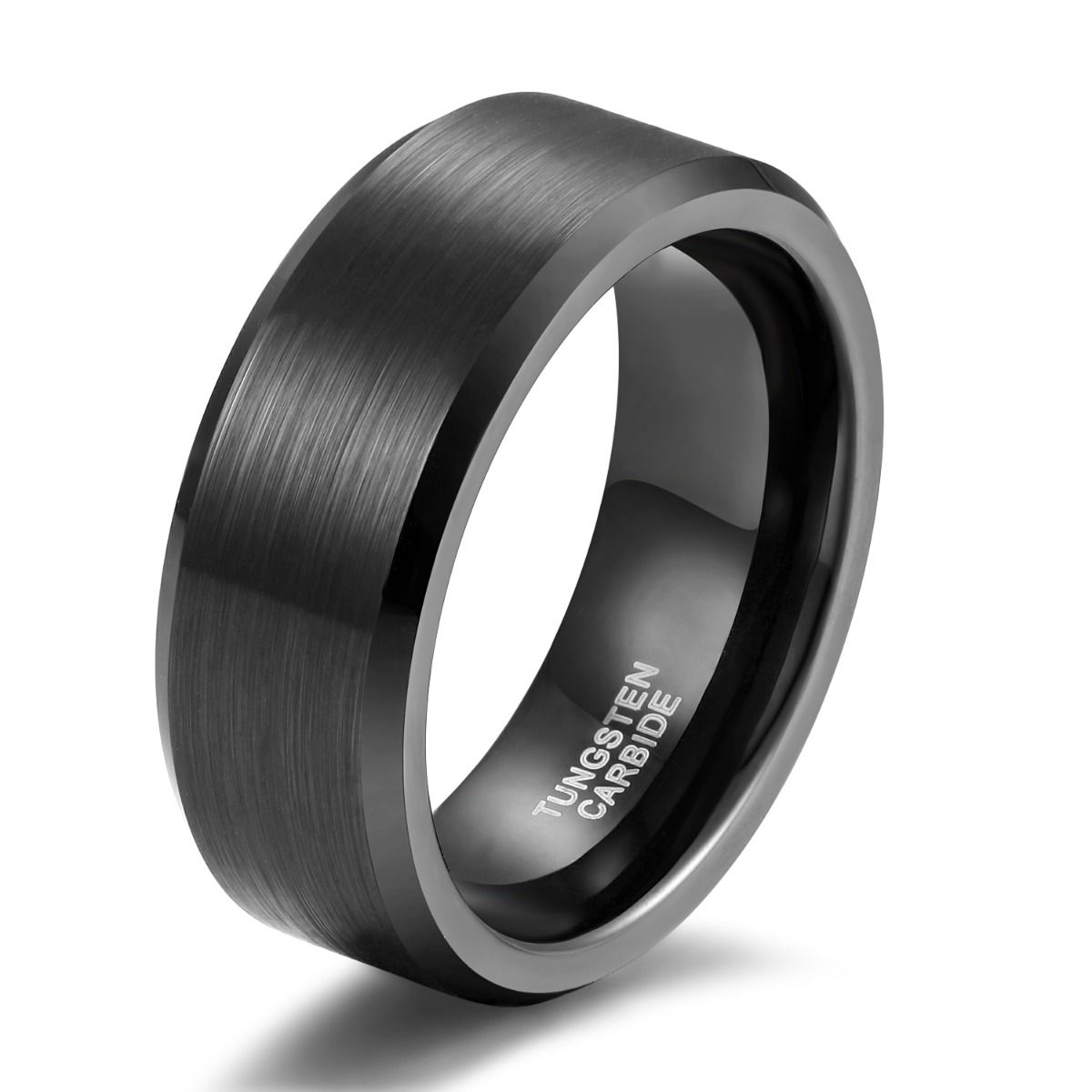 8mm Black Gun Plated Tungsten Carbide Rings Men Women Brushed Engagement Bands