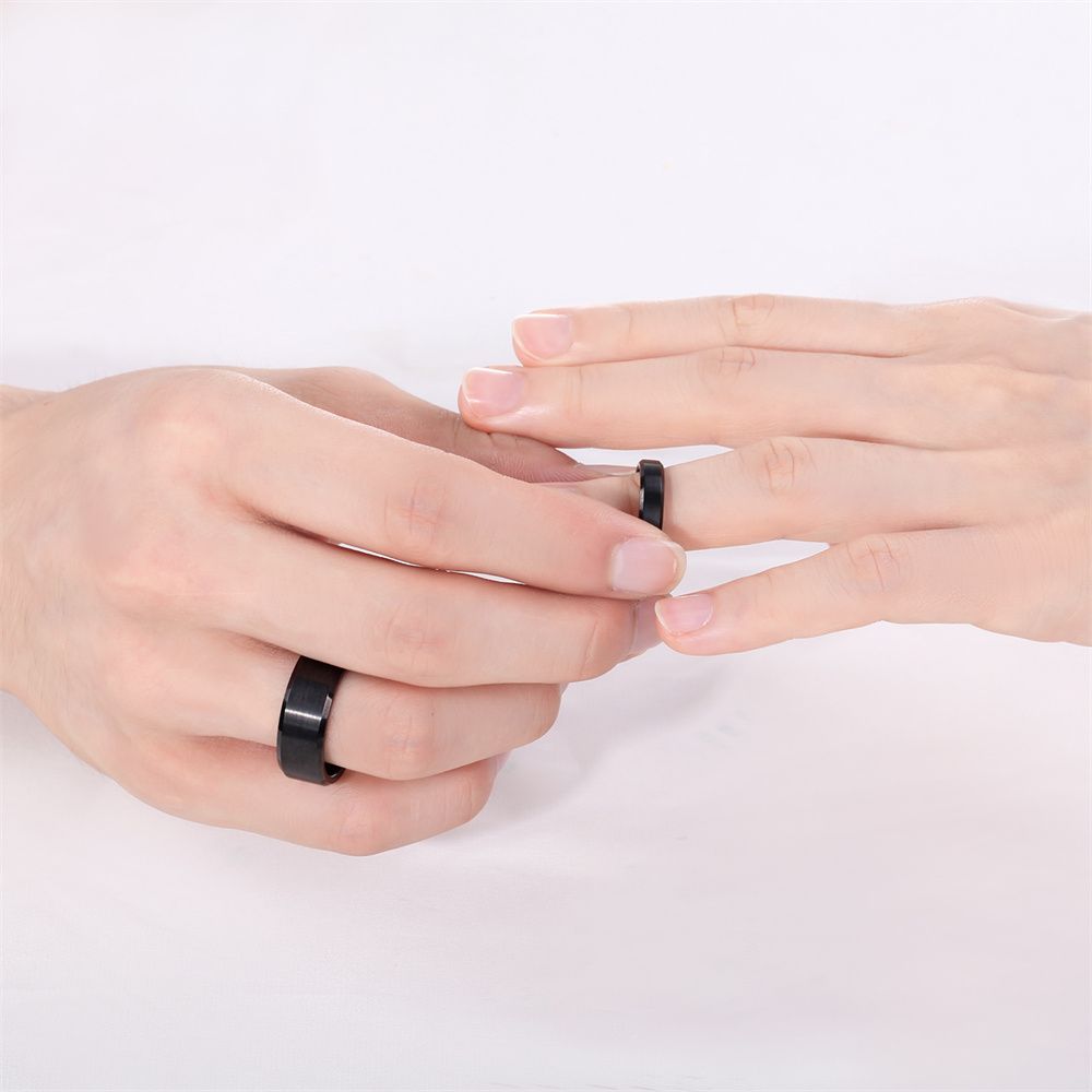 8mm Black Gun Plated Tungsten Carbide Rings Men Women Brushed Engagement Bands