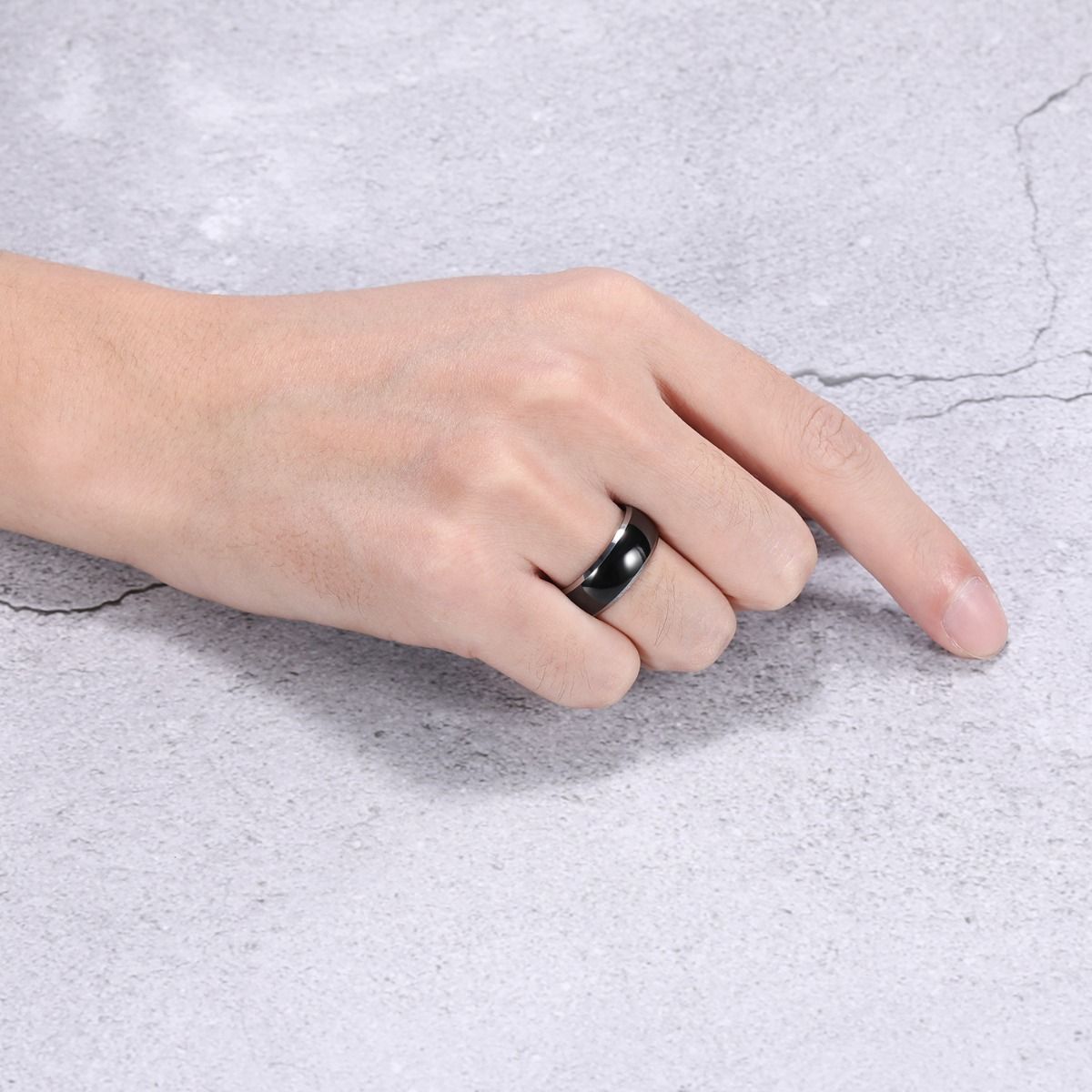 8mm Black Polished Tungsten Carbide Rings Mens Women Couple Ring