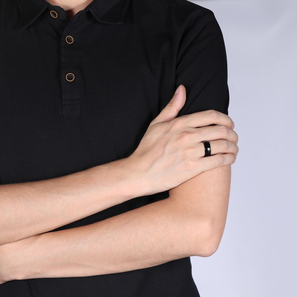 8mm Black Titanium Ring Dome High Polished Man Women Wedding Bands