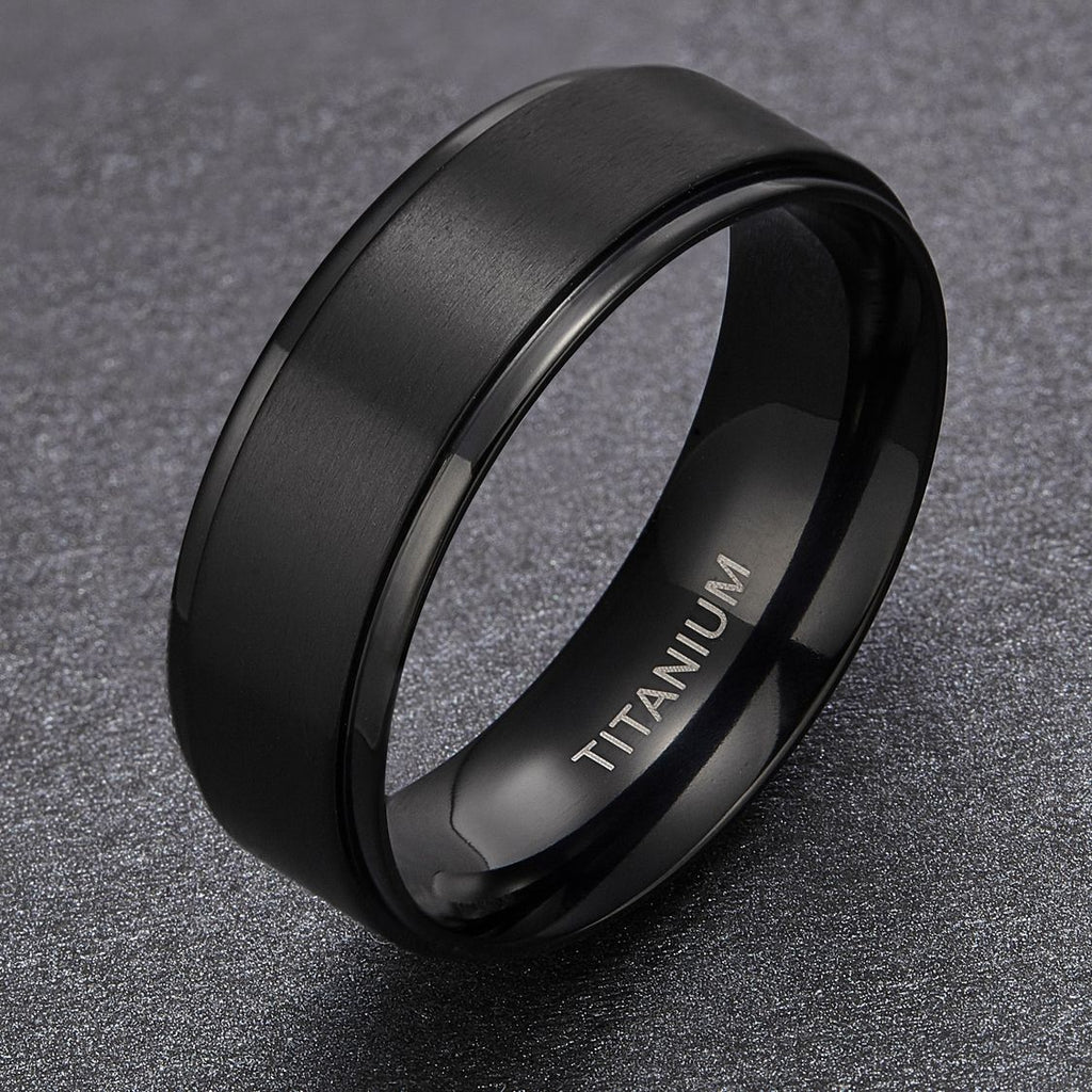 8mm Black Titanium Rings Man Brushed Matte Wedding Band Women Engagement Rings