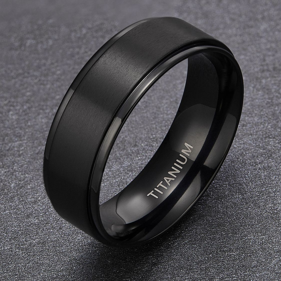 8mm Black Titanium Rings Man Brushed Matte Wedding Band Women Engagement Rings
