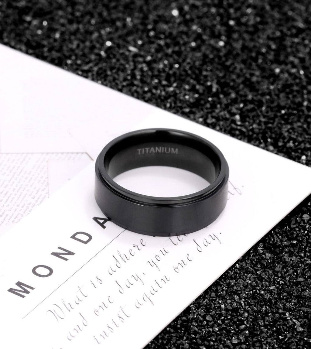8mm Black Titanium Rings Man Brushed Matte Wedding Band Women Engagement Rings