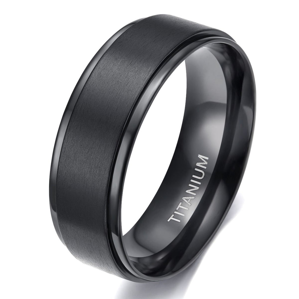 8mm Black Titanium Rings Man Brushed Matte Wedding Band Women Engagement Rings