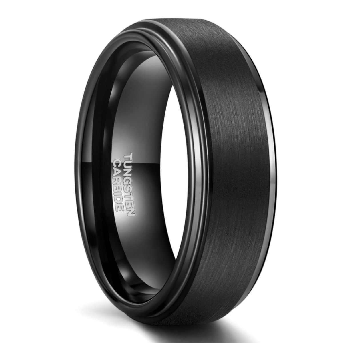 8mm Black Tungsten Carbide Ring Brushed Ring Men Women Wedding Bands