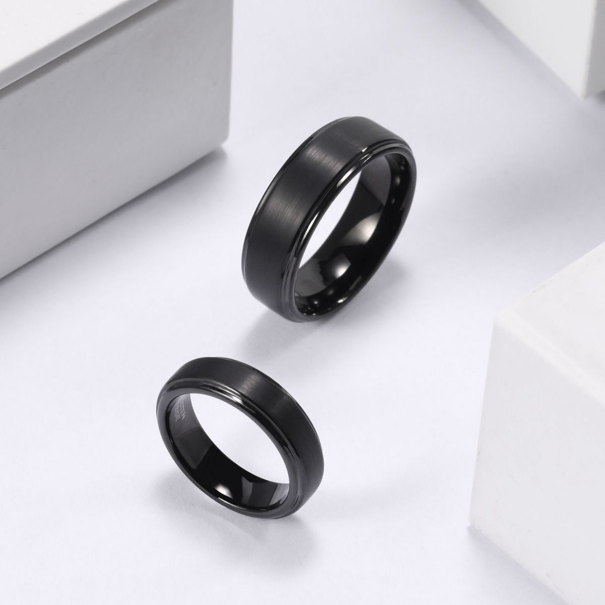8mm Black Tungsten Carbide Ring Brushed Ring Men Women Wedding Bands