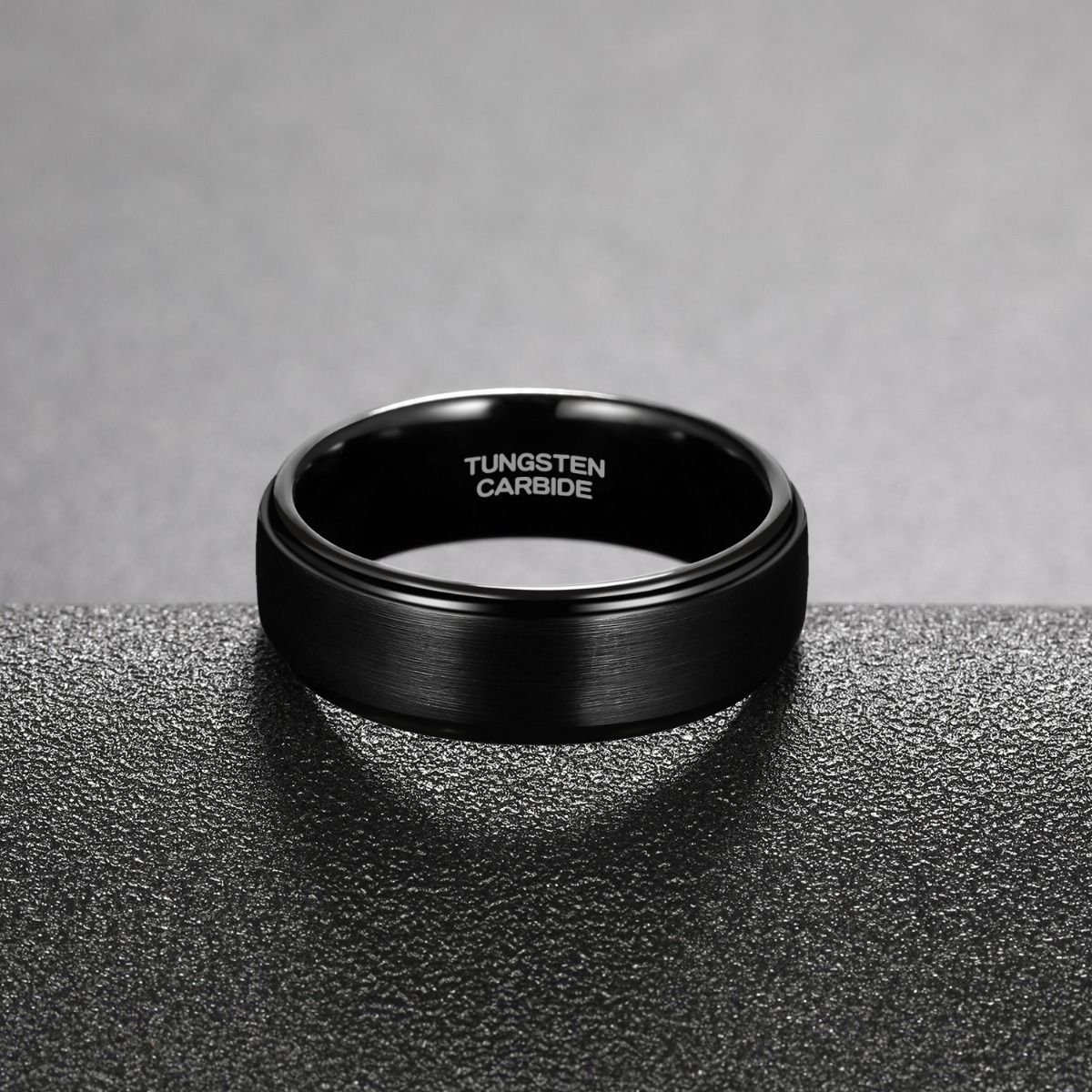 8mm Black Tungsten Carbide Ring Brushed Ring Men Women Wedding Bands