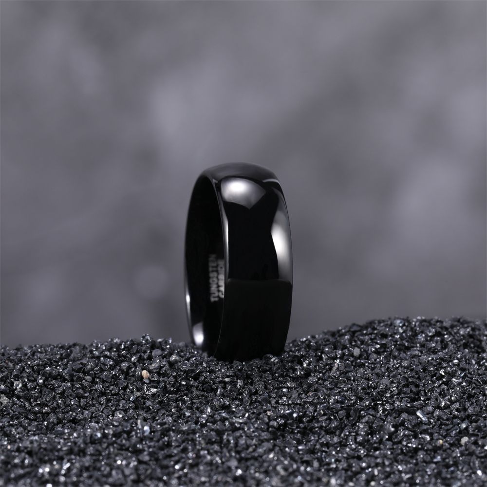 8mm Black Tungsten Rings High Polished Wedding Ring