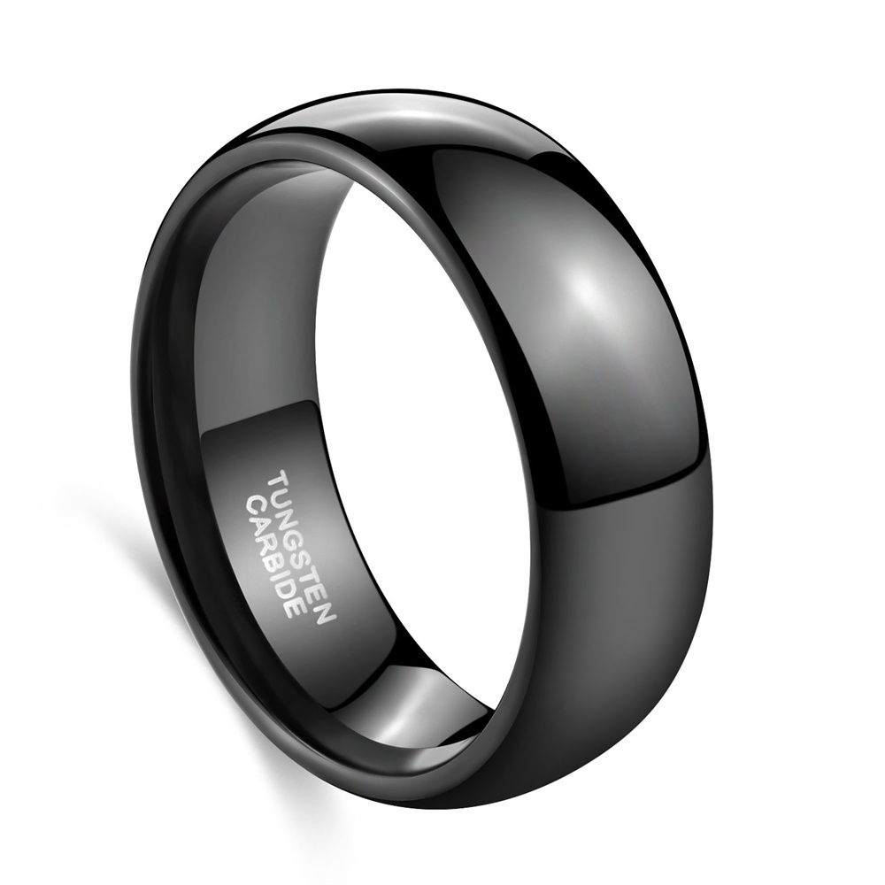 8mm Black Tungsten Rings High Polished Wedding Ring