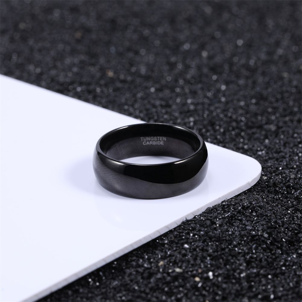 8mm Black Tungsten Rings High Polished Wedding Ring