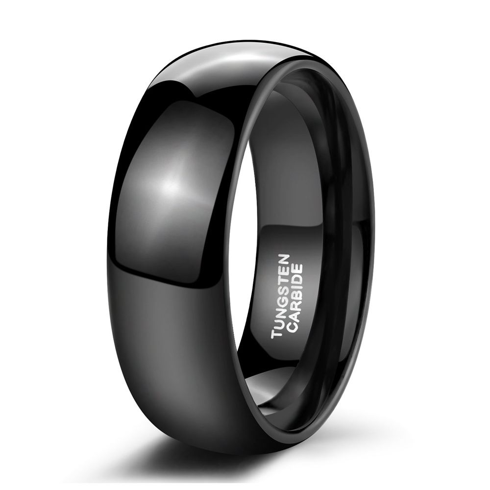8mm Black Tungsten Rings High Polished Wedding Ring