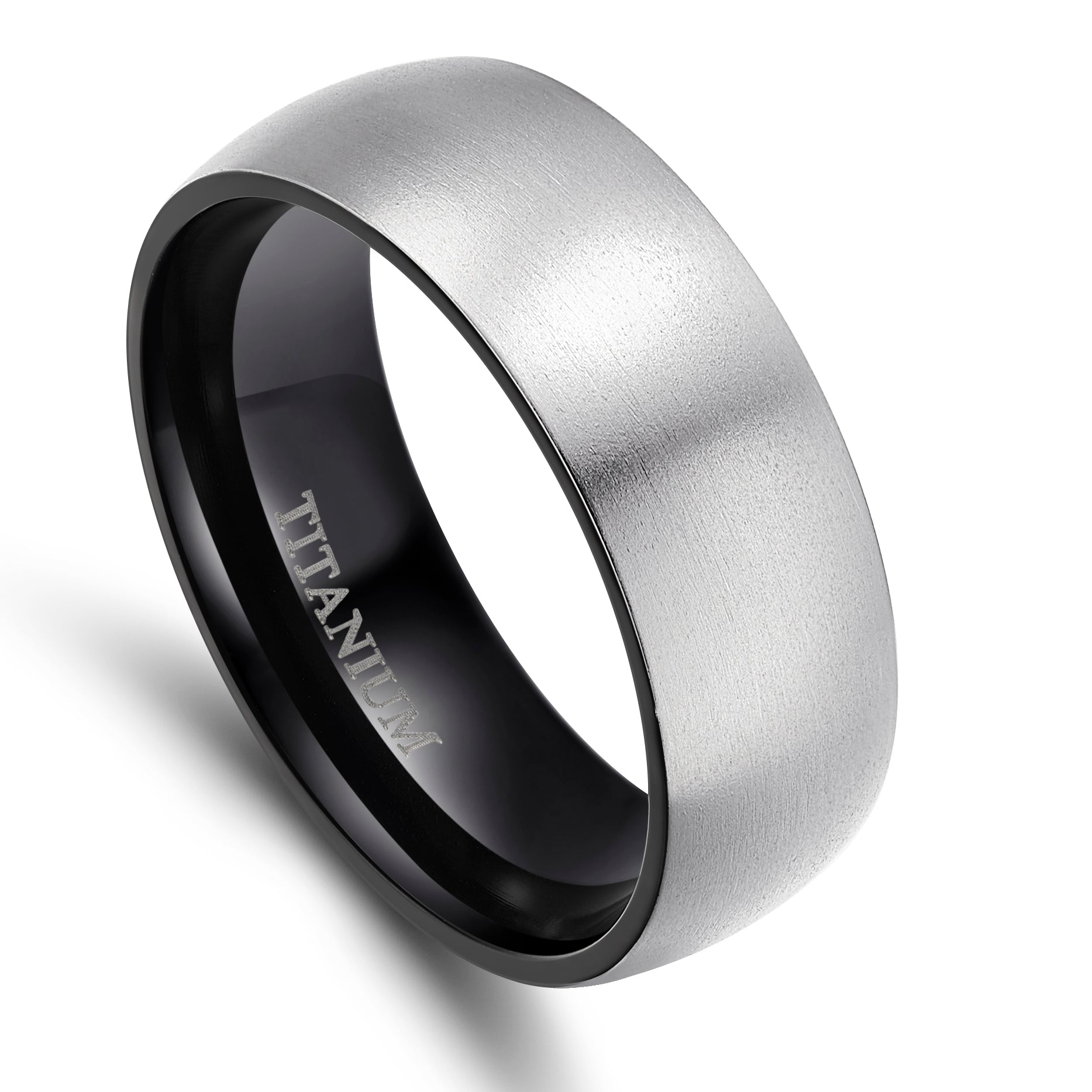 8mm Brushed Silver Black Titanium Ring Men Women Wedding Engagement Band Fashion Jewelry Anniversary Gifts