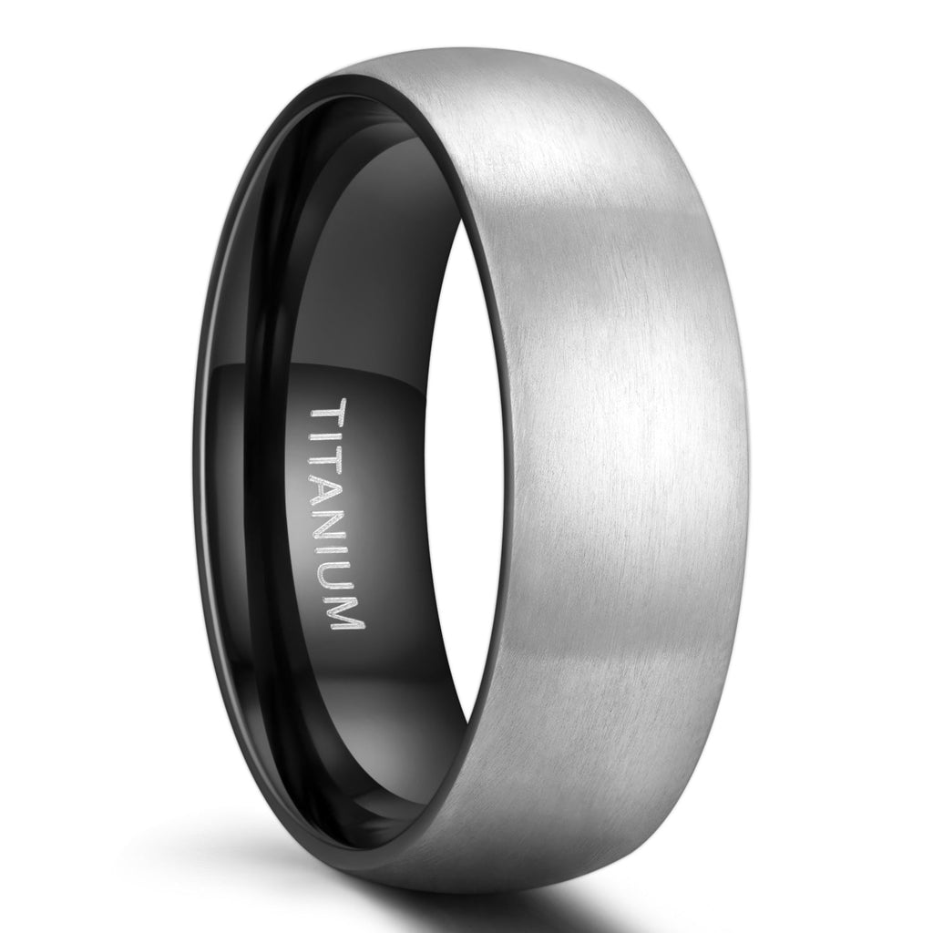 8mm Brushed Silver Black Titanium Ring Men Women Wedding Engagement Band Fashion Jewelry Anniversary Gifts