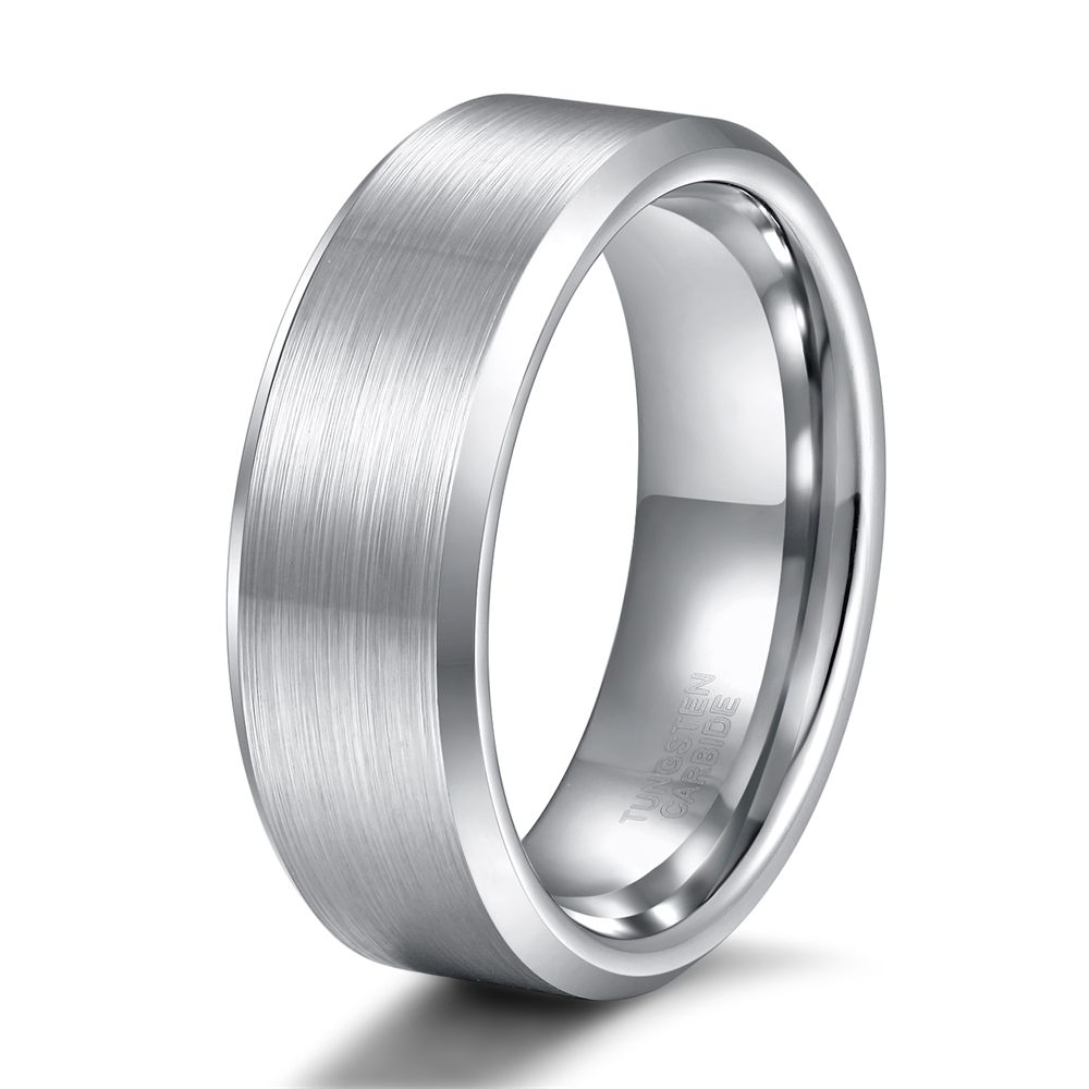 8mm Brushed Tungsten Rings Silver Men Tungsten Carbide Ring Wedding Rings