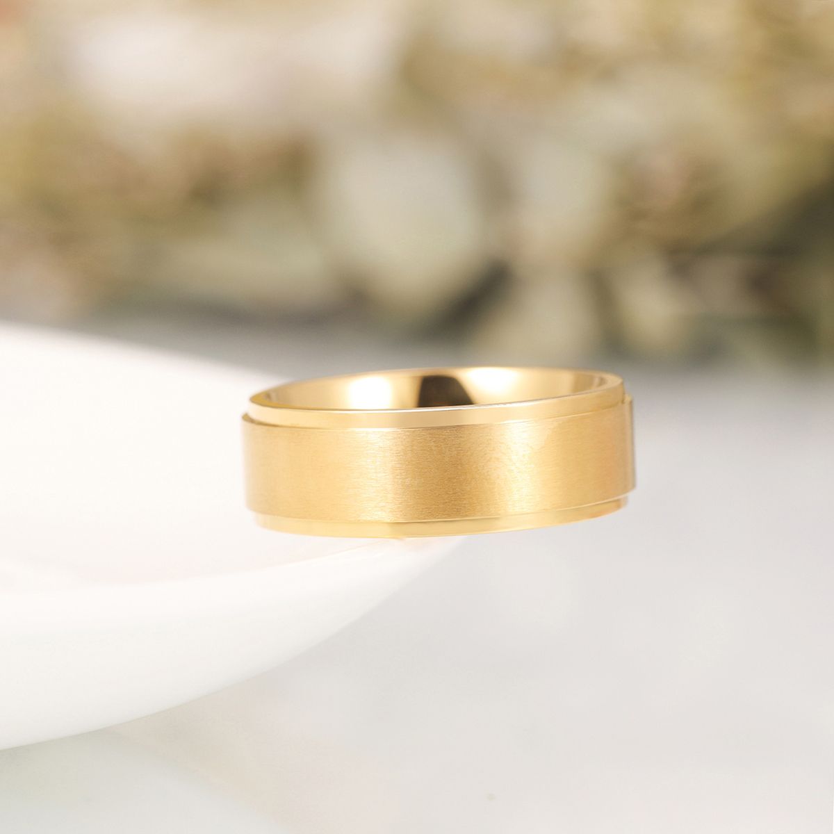 8mm Gold Color Brushed Titanium Ring Men Engagement Wedding Bands