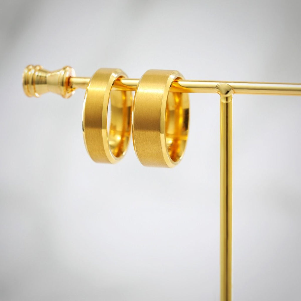 8mm Gold Colour Titanium Rings Man Women Brushed Matte Wedding Band Engagement Rings