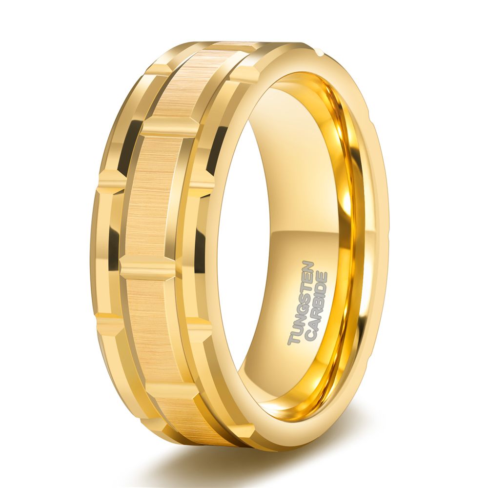 8mm Gold Tungsten Ring Mechanical Seal Inlay Men Rings