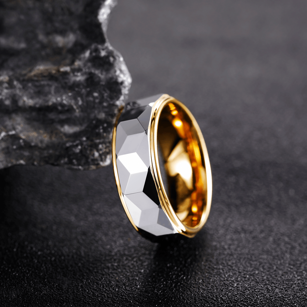 8mm High Polished Engraving Silver Gold Plated Tungsten Carbide Ring