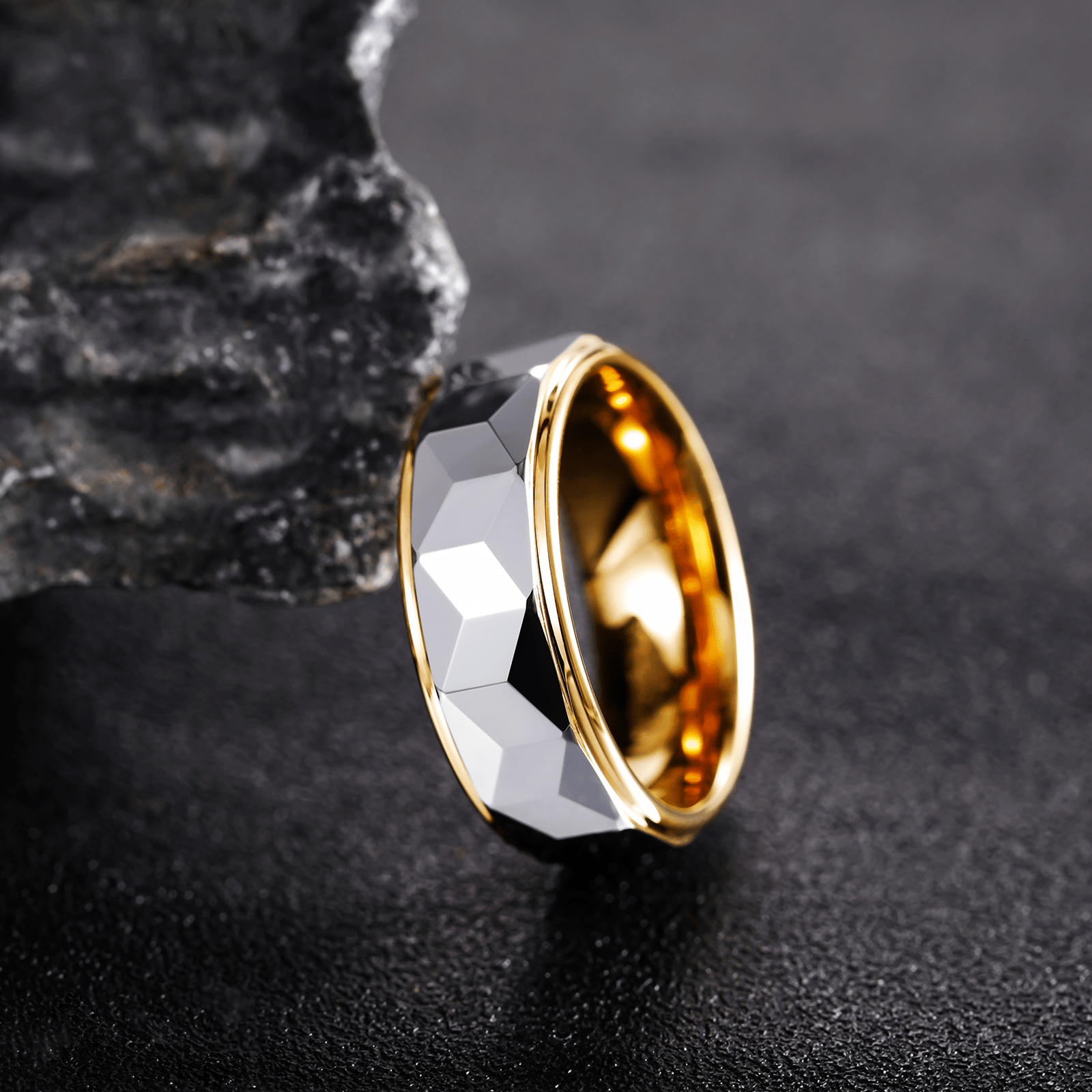 8mm High Polished Engraving Silver Gold Plated Tungsten Carbide Ring