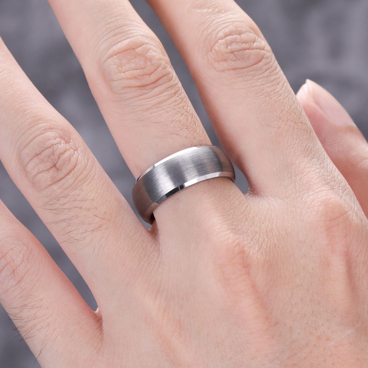 8mm Mens Silver Color Tungsten Carbide Ring Brushed Ring Women Engagement Wedding Bands