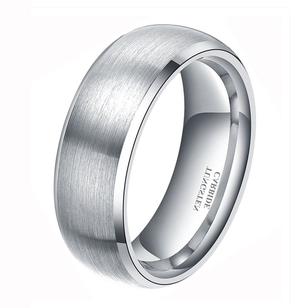 8mm Mens Silver Color Tungsten Carbide Ring Brushed Ring Women Engagement Wedding Bands