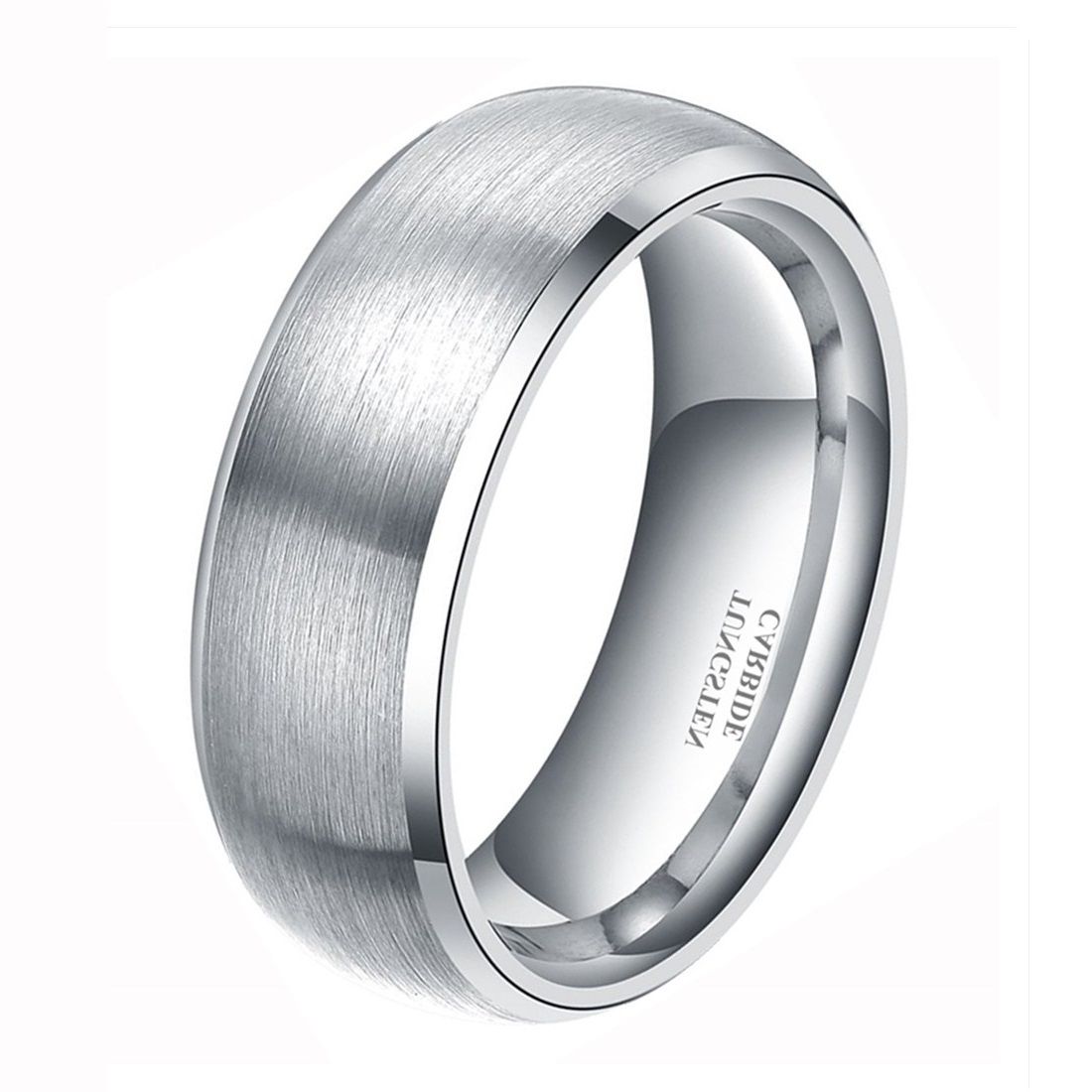 8mm Mens Silver Color Tungsten Carbide Ring Brushed Ring Women Engagement Wedding Bands