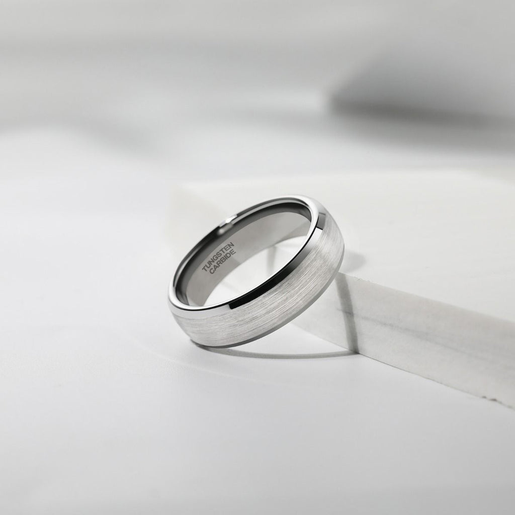 8mm Mens Silver Color Tungsten Carbide Ring Brushed Ring Women Engagement Wedding Bands