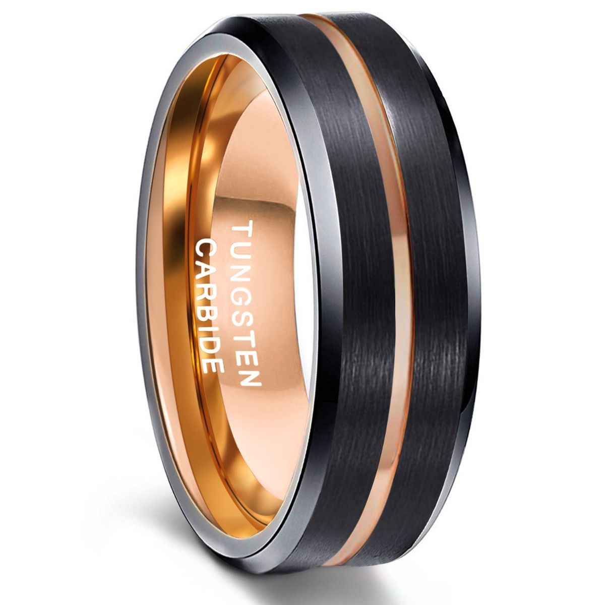8mm Rose Gold Tungsten Carbide Rings Women Brushed Wedding Bands