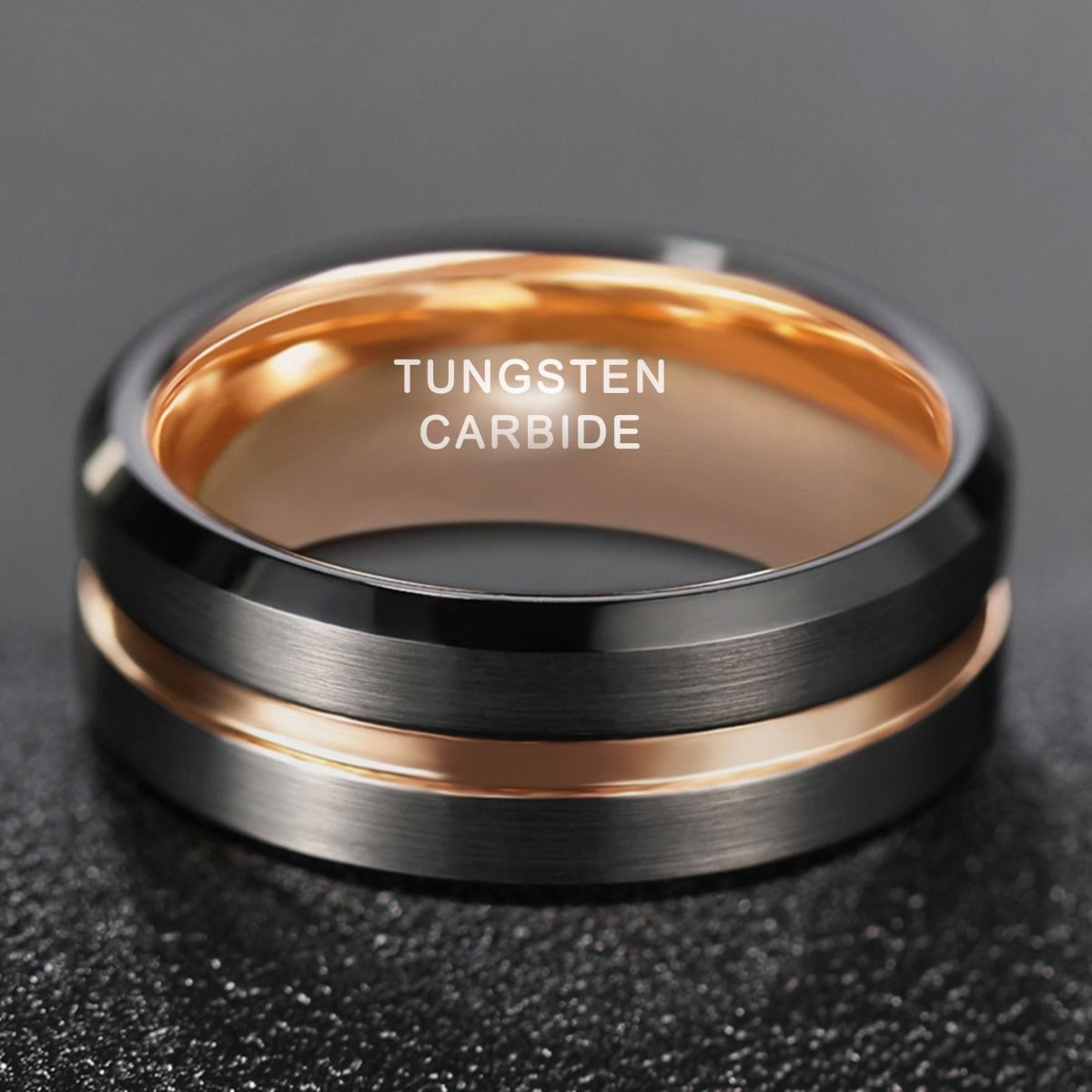 8mm Rose Gold Tungsten Carbide Rings Women Brushed Wedding Bands