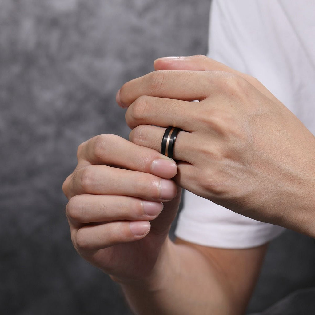 8mm Rose Gold Tungsten Carbide Rings Women Brushed Wedding Bands