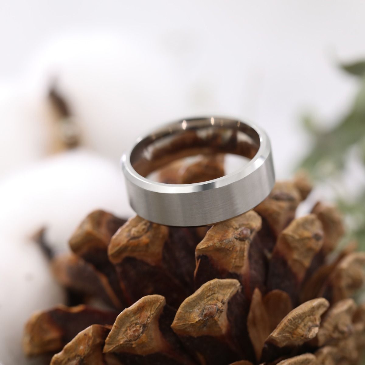 8mm Silver Color Men's Titanium Ring Brushed Women Wedding Bands