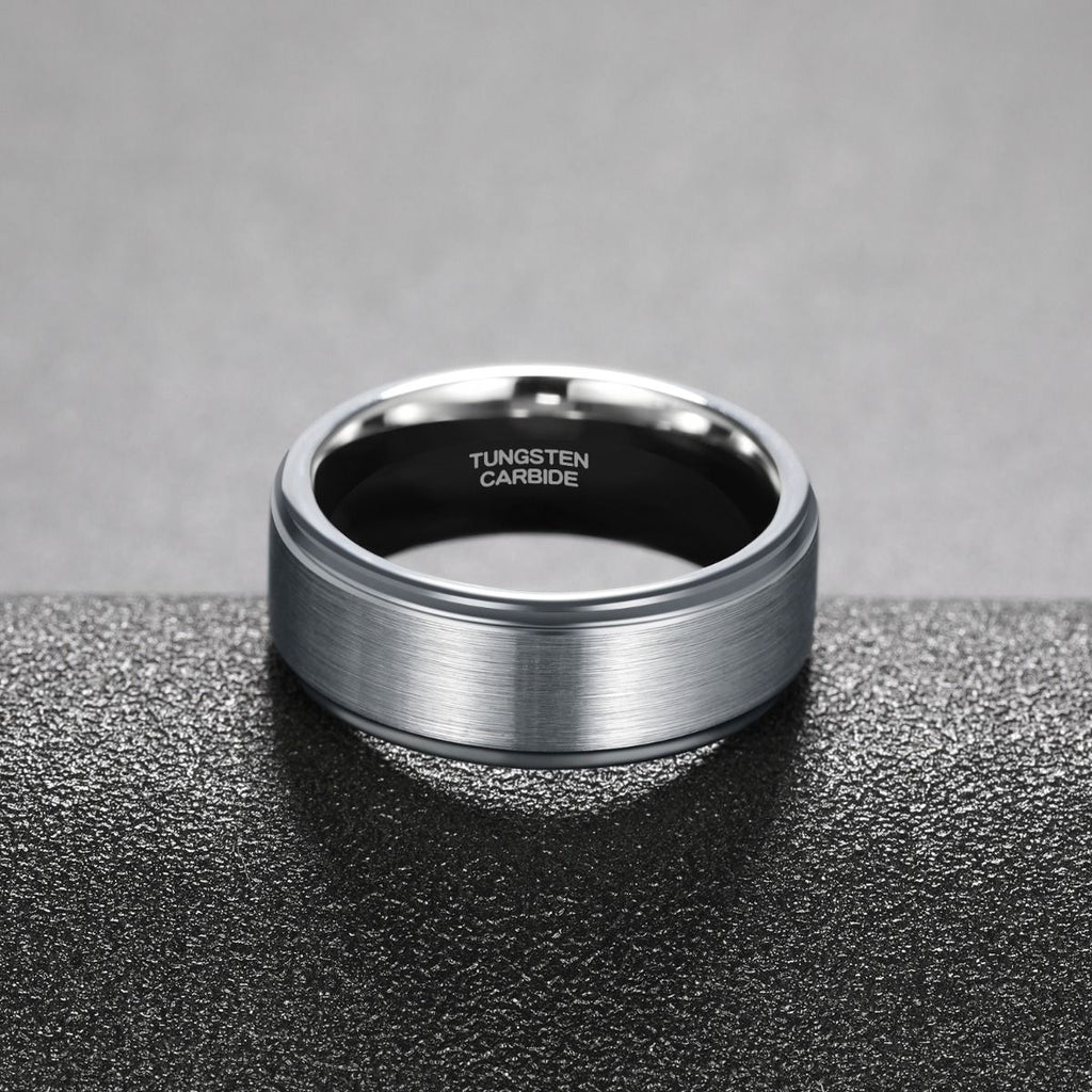 8mm Silver Color Tungsten Carbide Ring Brushed Ring Man Women Engagement Wedding Bands