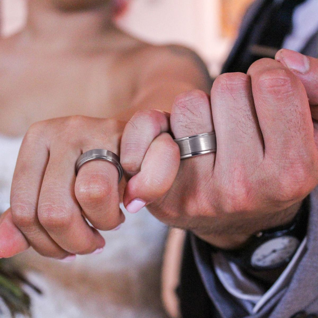 8mm Silver Color Tungsten Carbide Ring Brushed Ring Man Women Engagement Wedding Bands