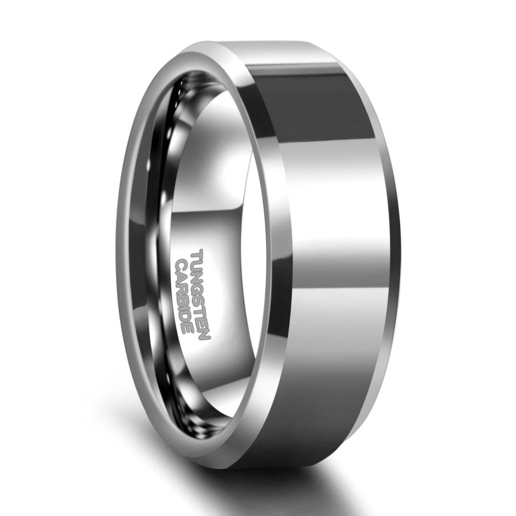 8mm Silver Color Tungsten Carbide Ring Men Women High Polished Wedding Bands
