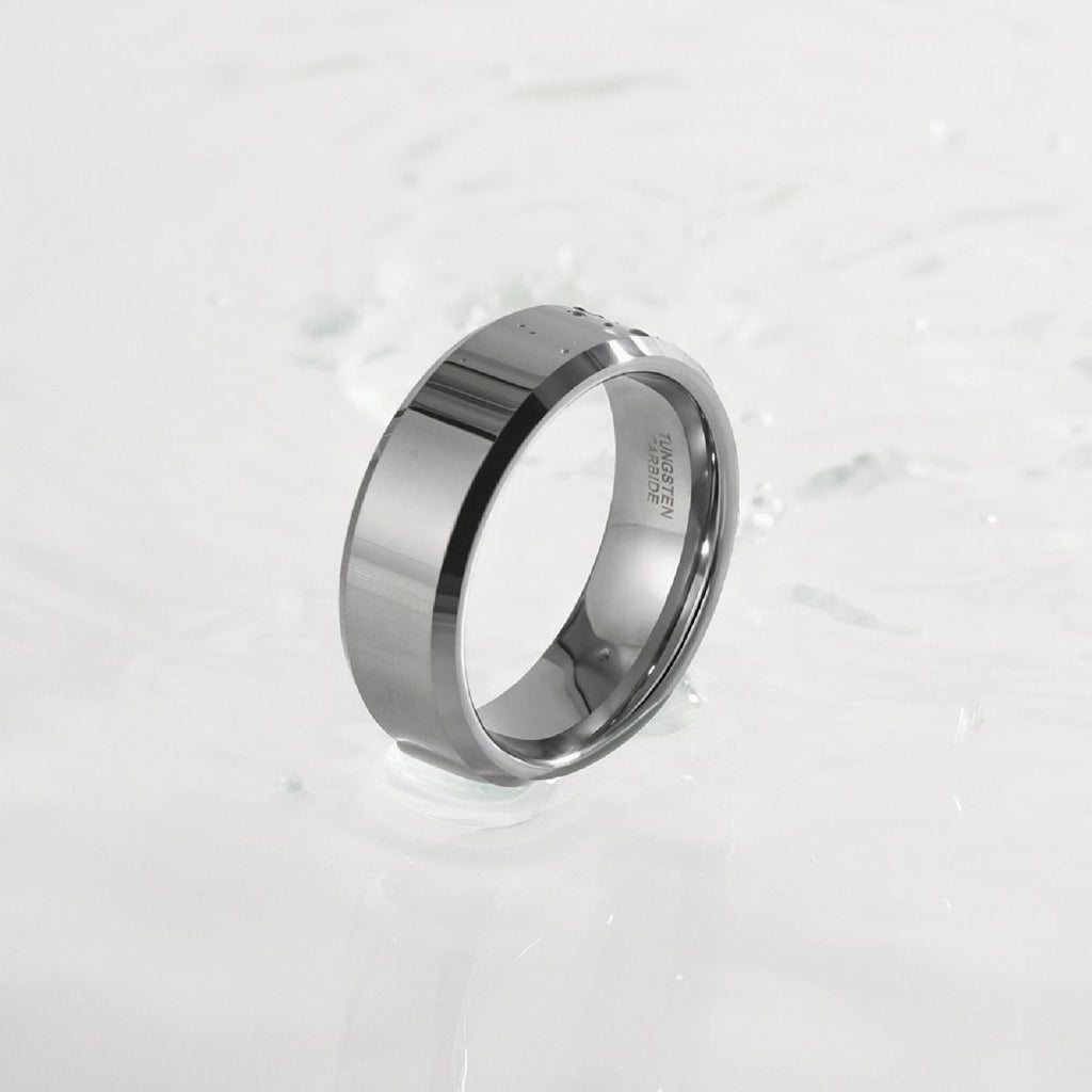 8mm Silver Color Tungsten Carbide Ring Men Women High Polished Wedding Bands