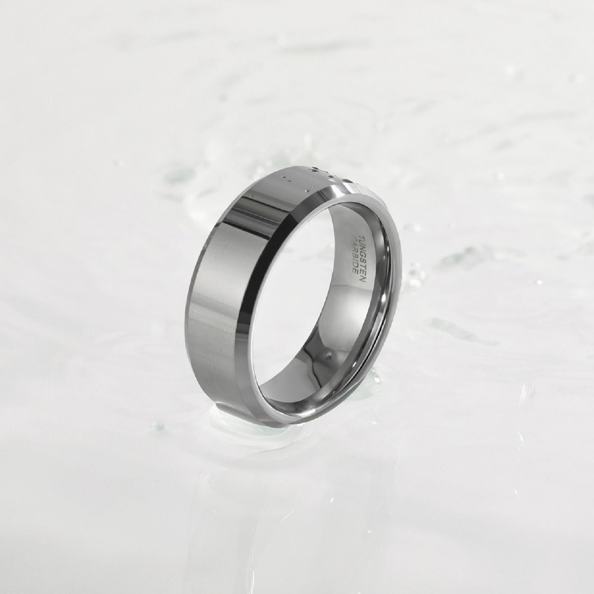 8mm Silver Color Tungsten Carbide Ring Men Women High Polished Wedding Bands