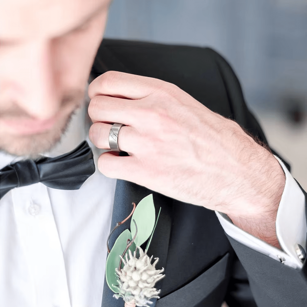 8mm Tungsten Carbide Rings for Men Cubic Zirconia Tungsten Brushed Engagement Wedding Ring Comfort Fit